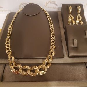 Italian gold plated Necklace and Earrings Set